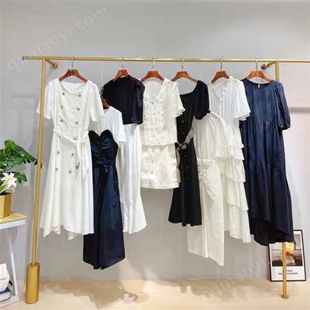 城市衣柜品牌折扣女装尾货批发2022春季雪纺翻领连衣裙走份货源