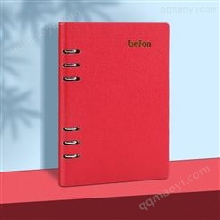 得印(befon) A5办公笔记本文具100张 可拆卸商务会议记录学习记事本子 简约手账本活页横条 A5热烈红色0035